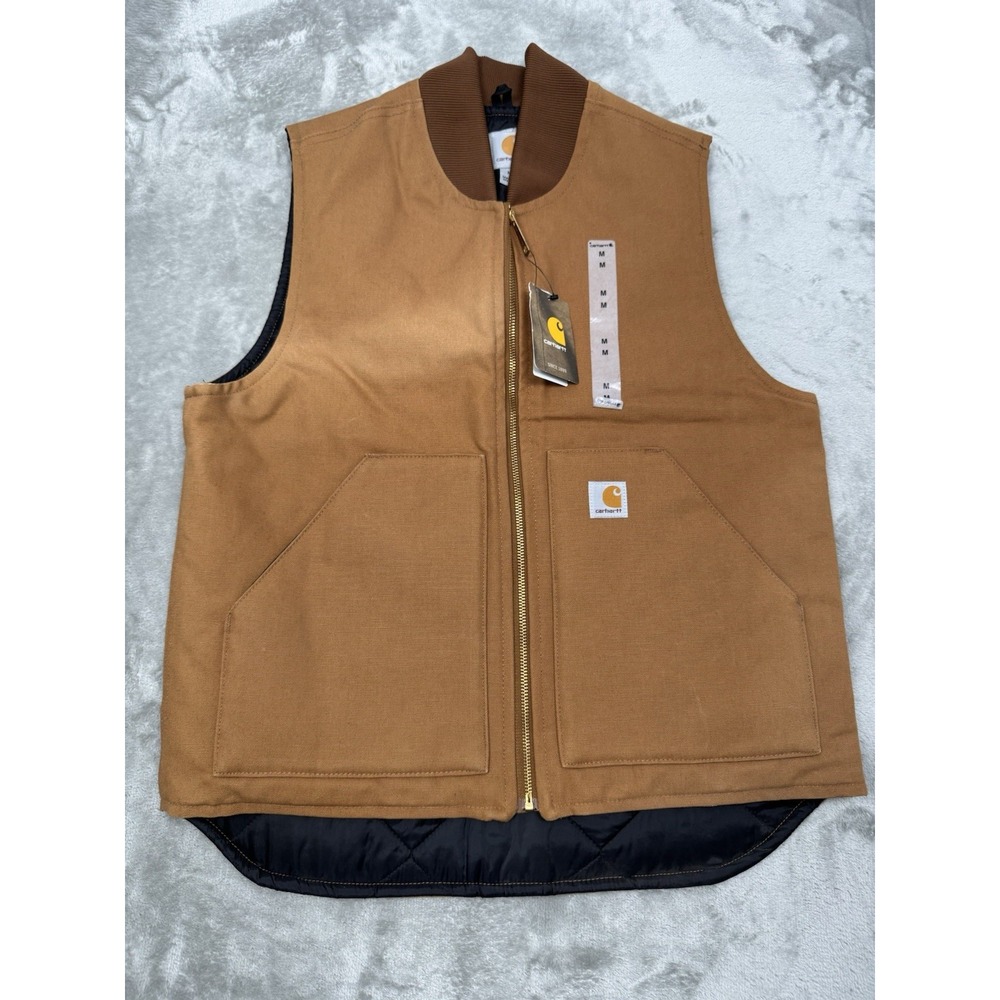 Carhartt Canvas Vest Mens Medium Brown Firm Insulated Work Quilted V01-BRN NWT